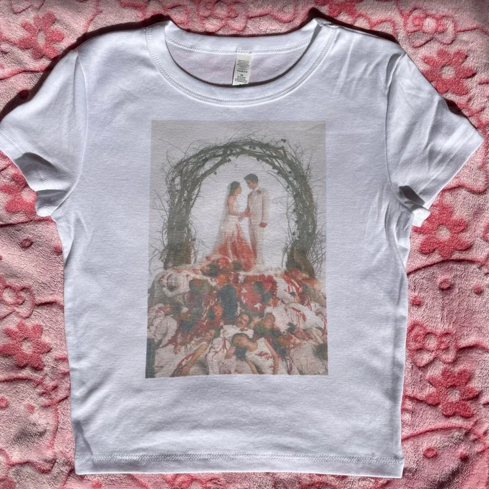 Twilight Breaking Dawn Wedding cropped baby tee by hand made to order - Picture 3 of 4